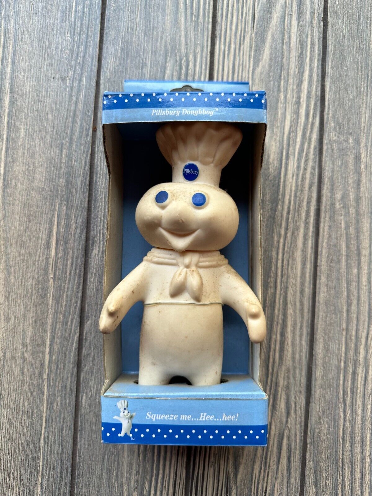 Vintage 1997 Pillsbury Doughboy Soft Vinyl Squeezable Huggable Original Box