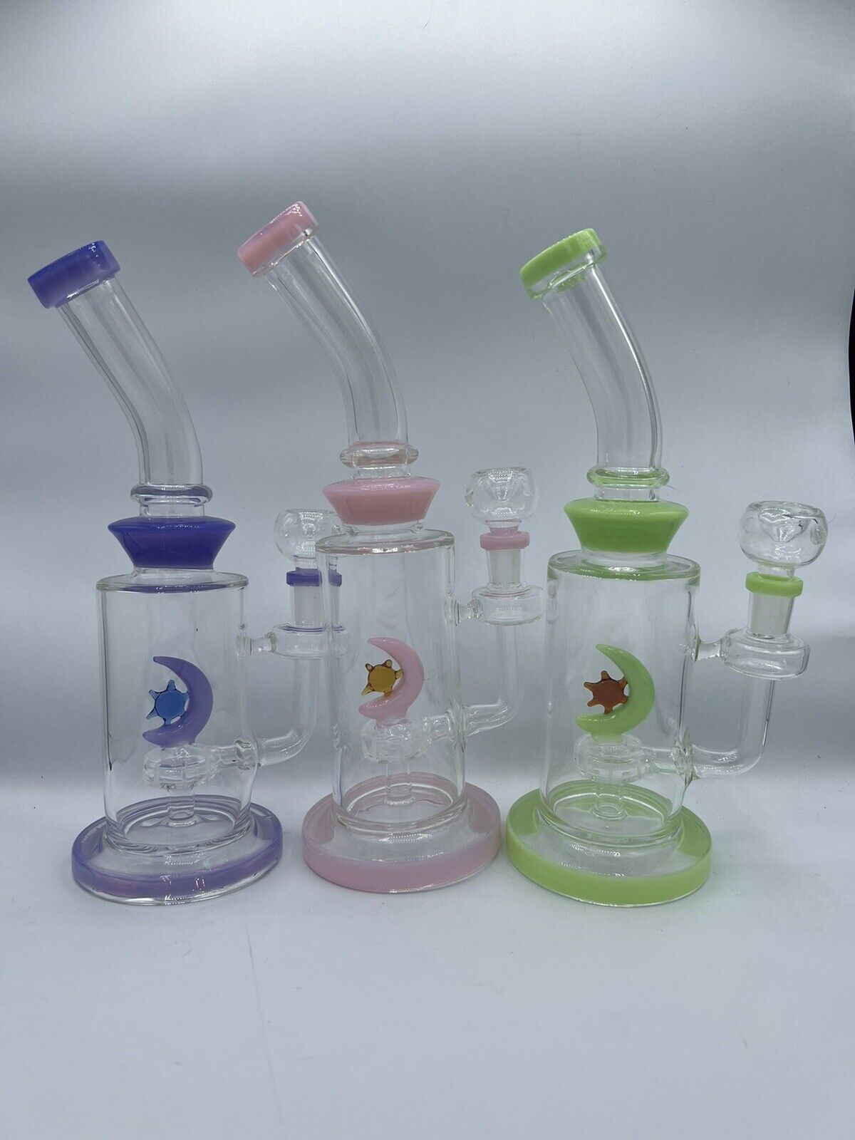 Glass Horoscope Moon Crescent Bong Colorful Thick Star Rising Setting Zodiac