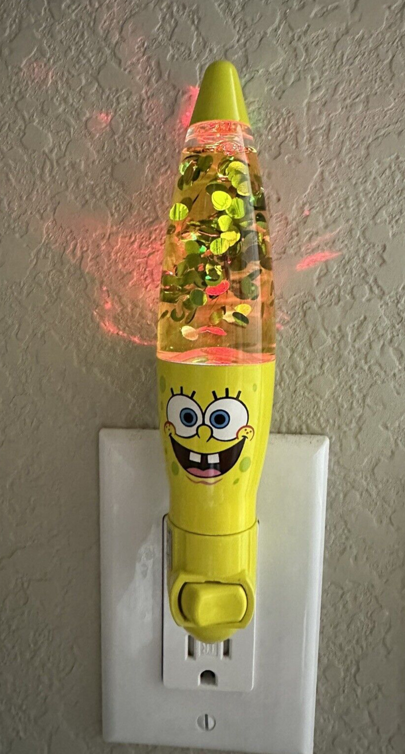 SpongeBob Rotating Lava Lamp Glitter Night Light Changes Colors 2006 Nick *RARE*