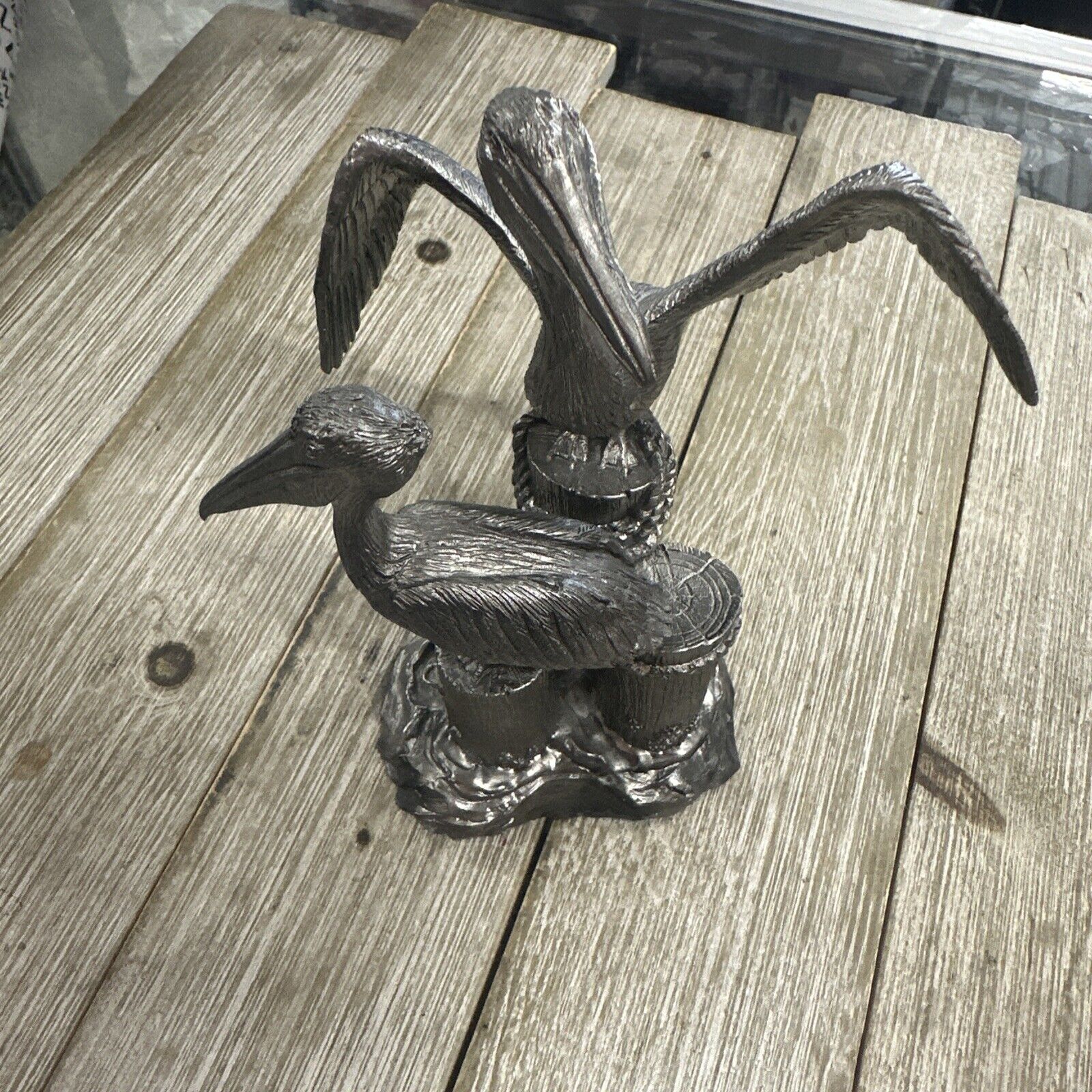 Vintage Michael Ricker Limited Edition Signed Pewter Sculpture Pelicans #423/750