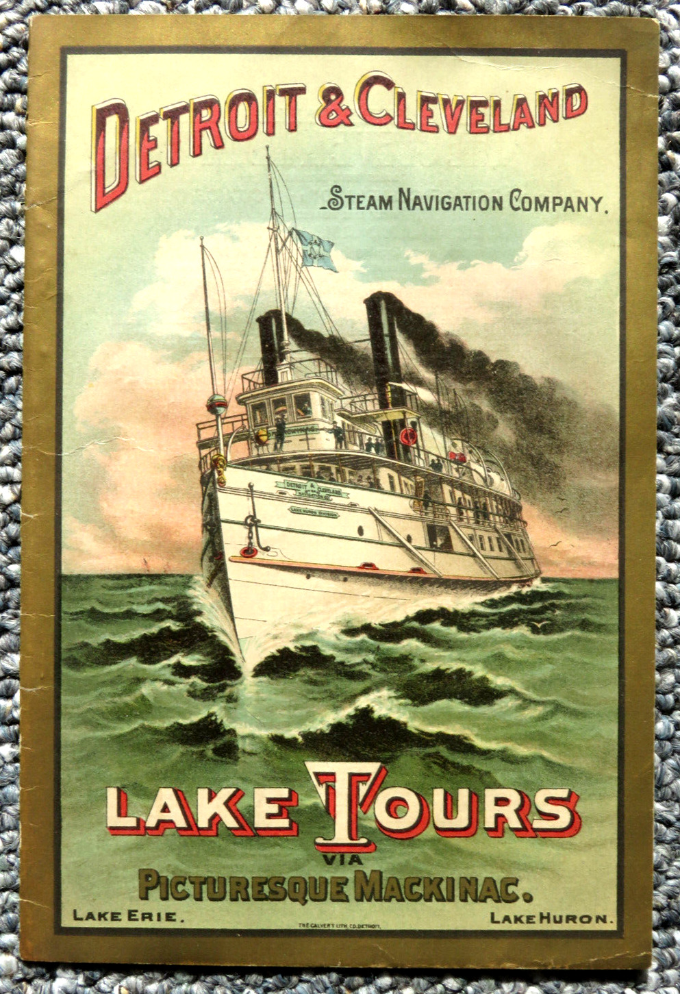 Vintage 1887 ~ D & C Detroit & Cleveland Steam Navigation ~ BROCHURE Cover