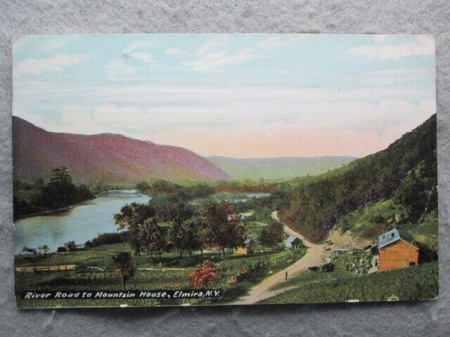 Antique River Road To Mountain House, Elmira, New York Postcard 1910