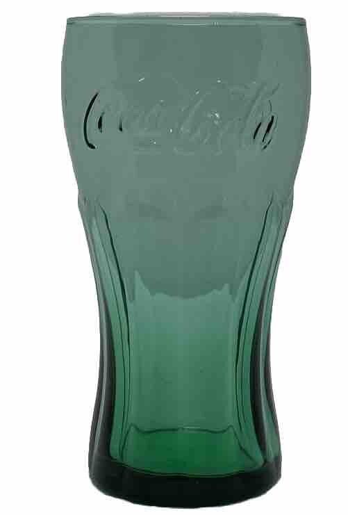 Vintage Coca Cola Deep Green Soda Pop Embossed 16 Ounce 6 Inch Coke Glass