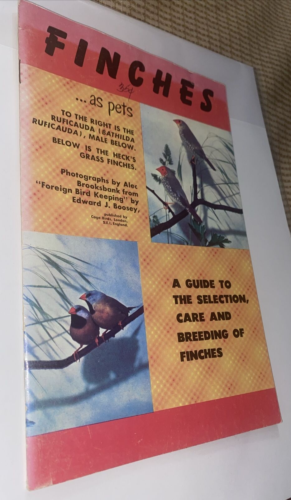 Vintage 1950s Finches As Pets Booklet Evelyn Miller Care Breeding A. Brooksbank