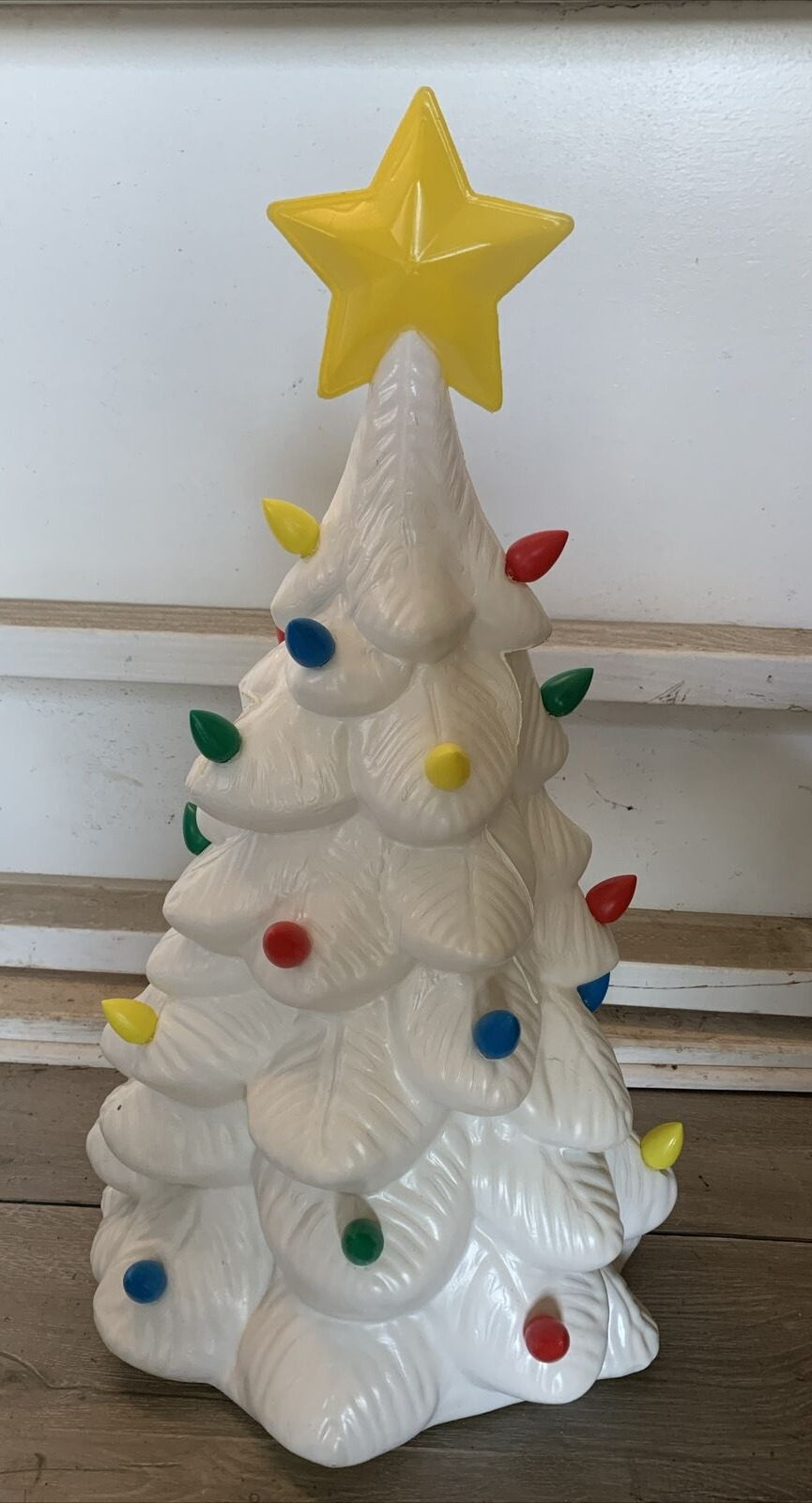 Nostalgic Vintage Christmas Tree White LED Blow Mold Decor 24\
