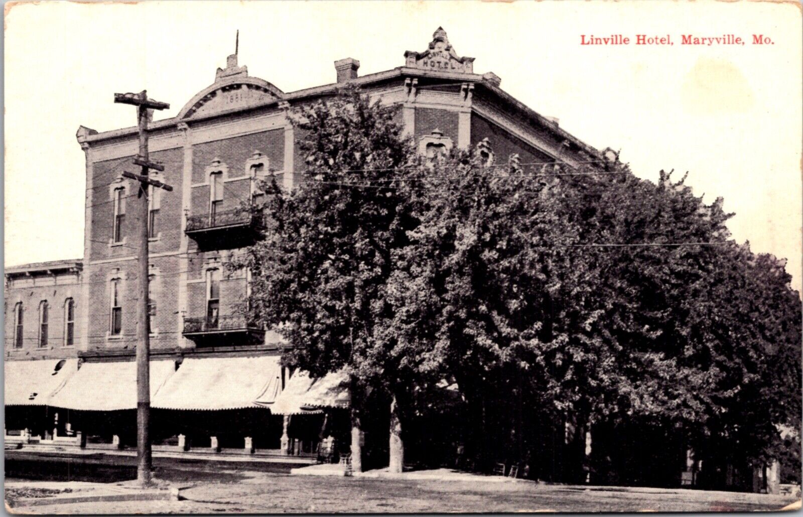 Postcard Linville Hotel in Maryville, Missouri