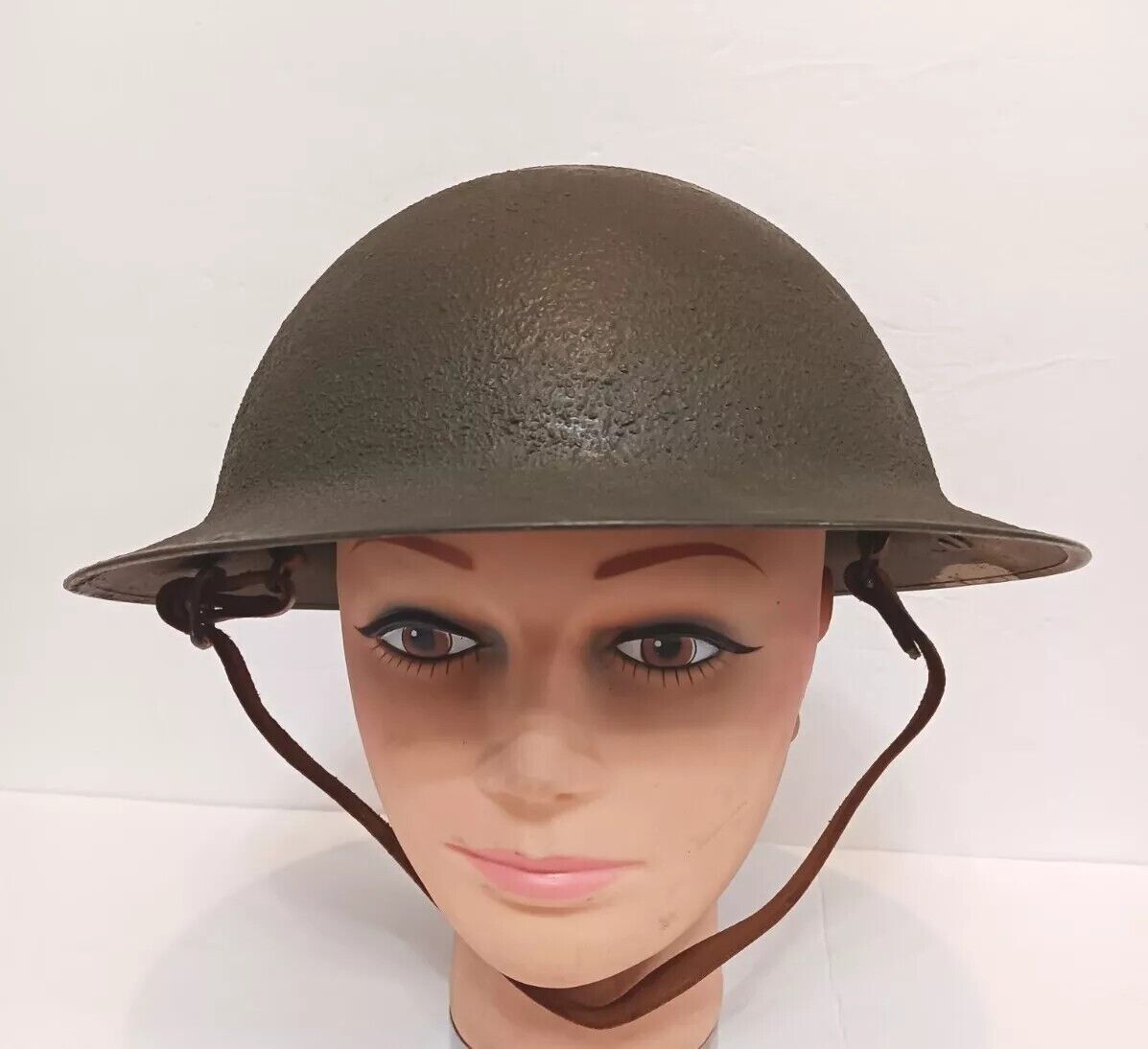 Original WW1 US Army Brodie Helmet Complete Liner and Leather Chinstrap NICE