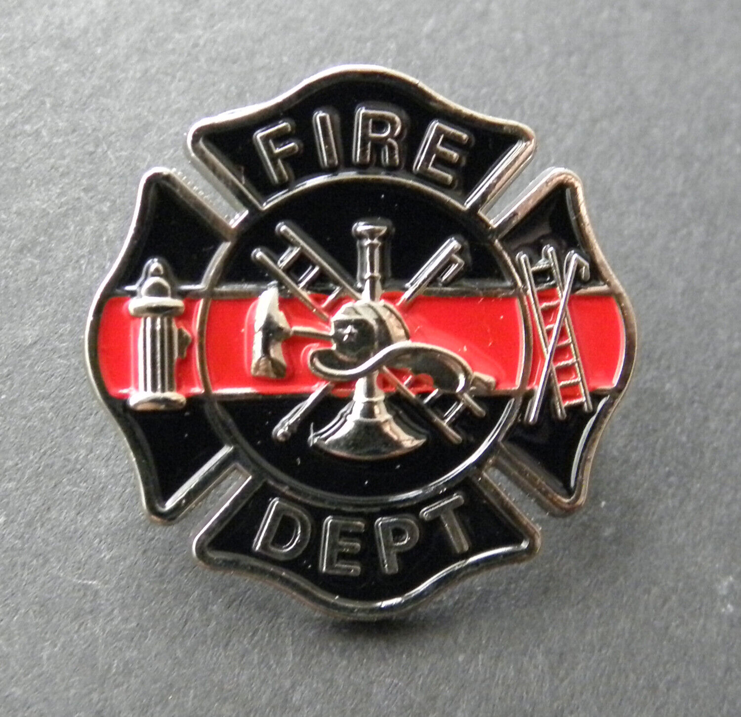 FIREFIGHTER FIRE FIGHTER HONOR SHIELD DEPT BADGE LAPEL PIN 1 INCH EMBOSSED