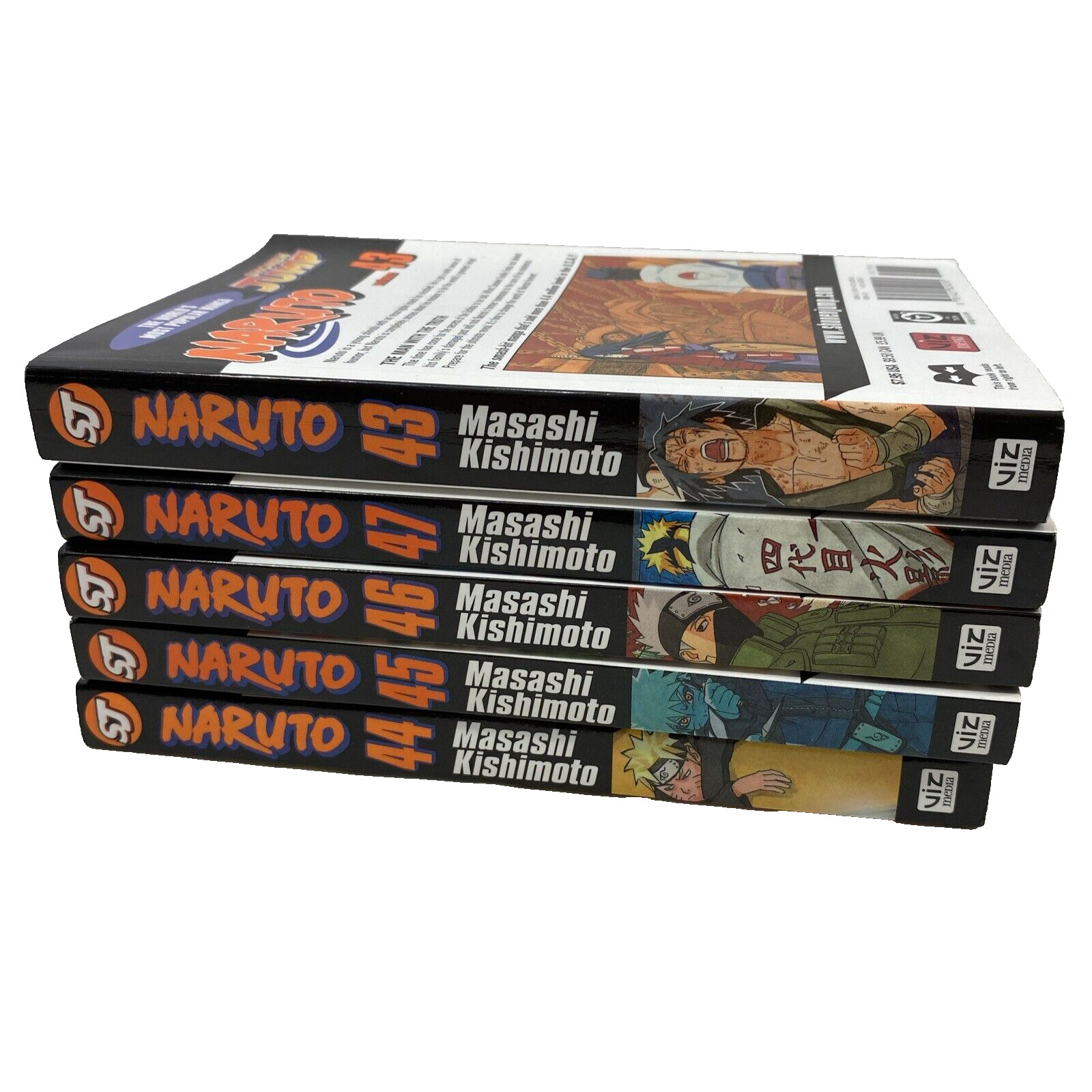 Lot of 5 Shonen Jump Naruto Manga Paperback Books Issues 43-47 Cards in 43 & 44