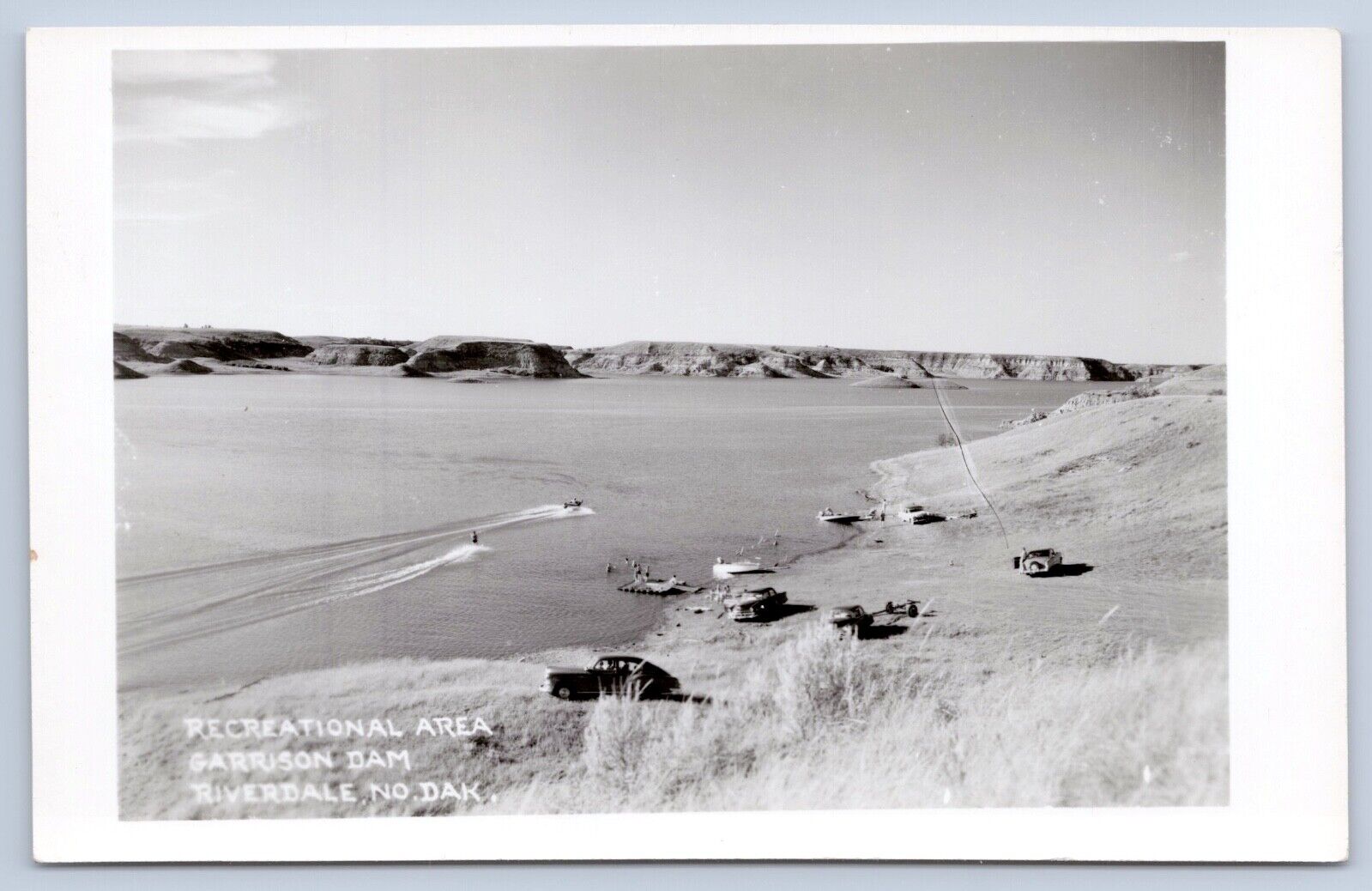 c1950 RPPC Recreational Area Garrison Dam Riverdale North Dakota Vtg ND Postcard