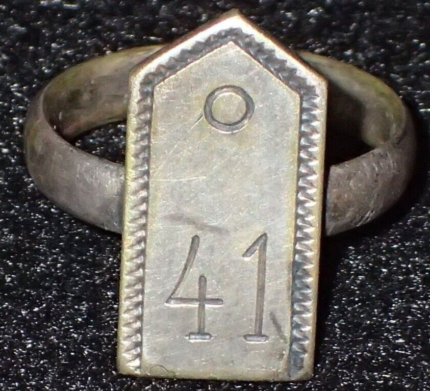WWI Imperial German Army 41st Infantry Division Shoulder Strap Trench Ring Sz 9