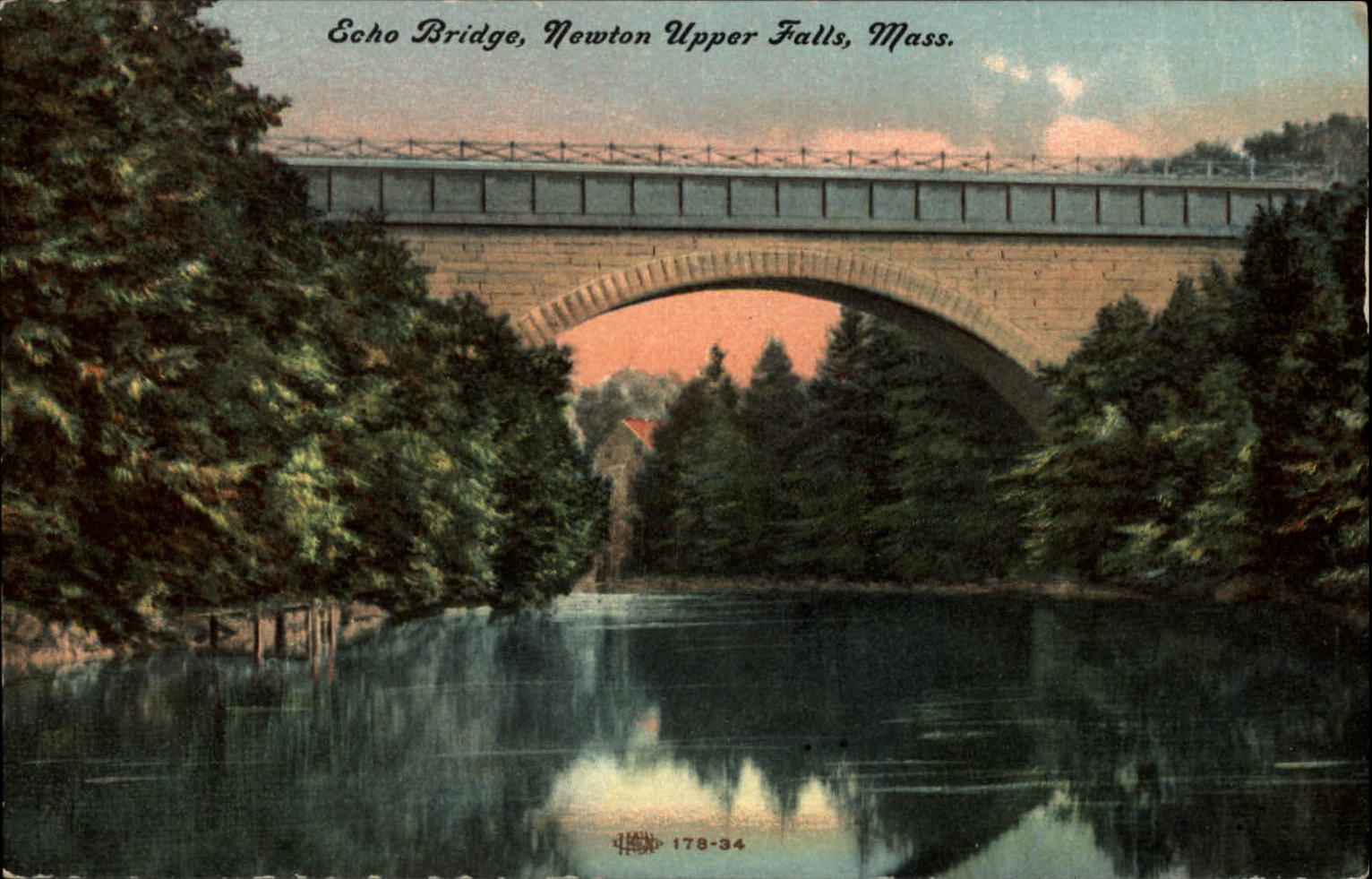Echo Bridge~  Newton Upper Falls Massachusetts ~ c1910 vintage postcard