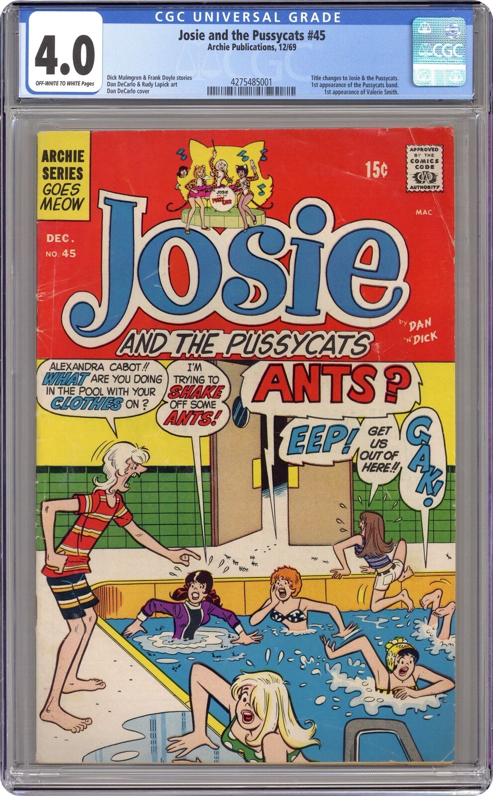 Josie and the Pussycats #45 CGC 4.0 1969 4275485001