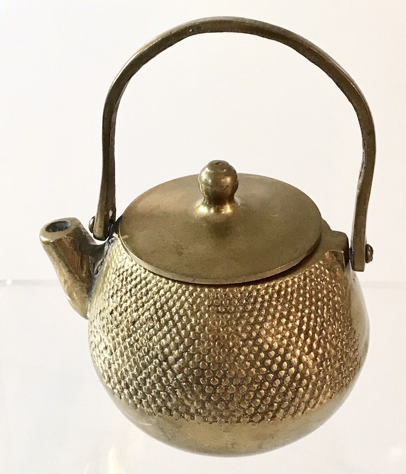BRASS TEAPOT with Lid Swivel Handle 3 3/4 x 2 1/2 in Decor Vintage Small