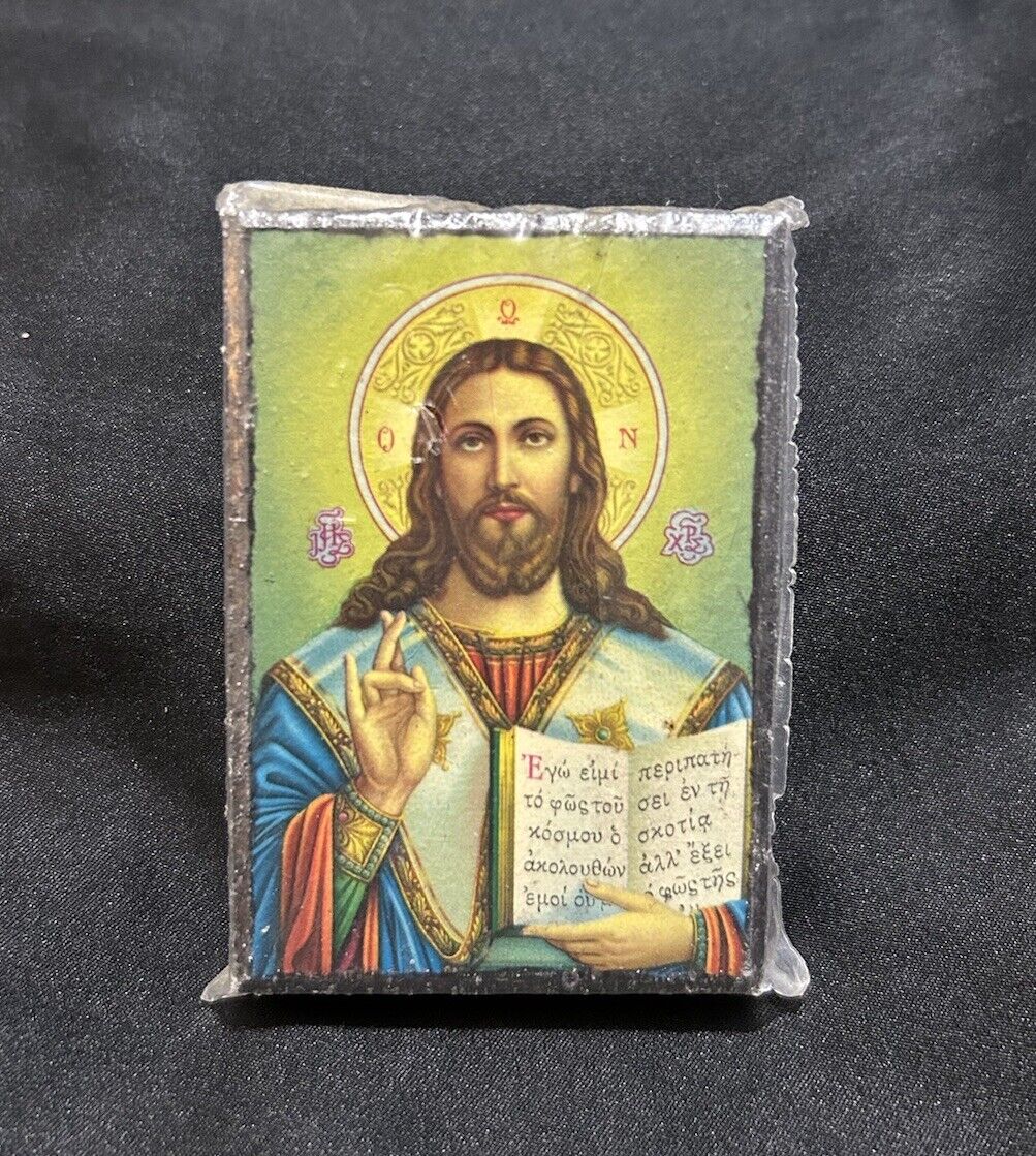 Jesus Of Nazareth Orthodox Icon Small Wooden Wall Hanging Image Christ Blessing