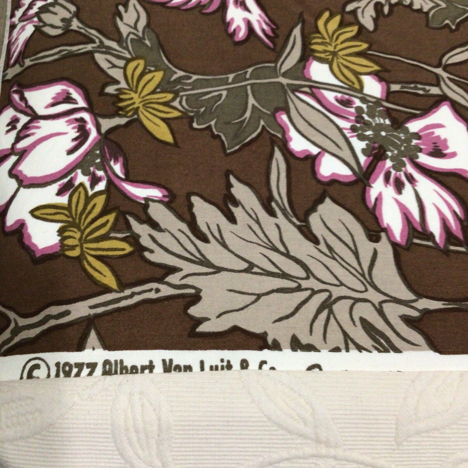 Vintage Albert Van Luit Designer Fabric 1977 Rare MCM Find Brown Multicolor Hues