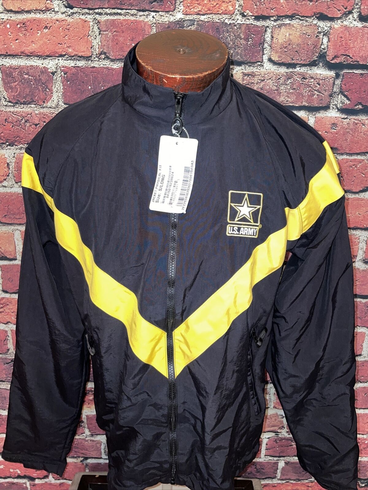 U.S. Army Mens Small Black Yellow Fullzip Longsleeve Jacket 