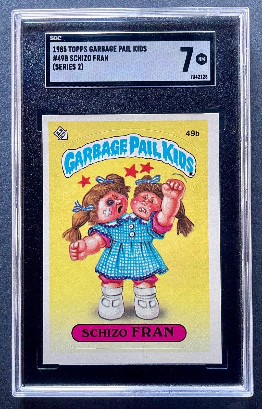 1985 Topps GPK GARBAGE PAIL KIDS #49B SCHIZO FRAN SP Series 2 SGC 7 NM
