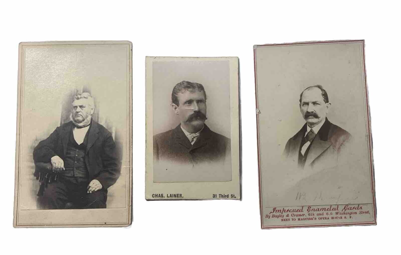 (3) CDV Cabinet Card Photo San Francisco California Neck Besrd And Two Mustsche