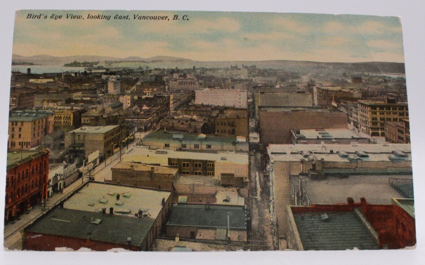 Vintage Postcard. Bird’s Eye View East, Vancouver, B.C. Posted 1912