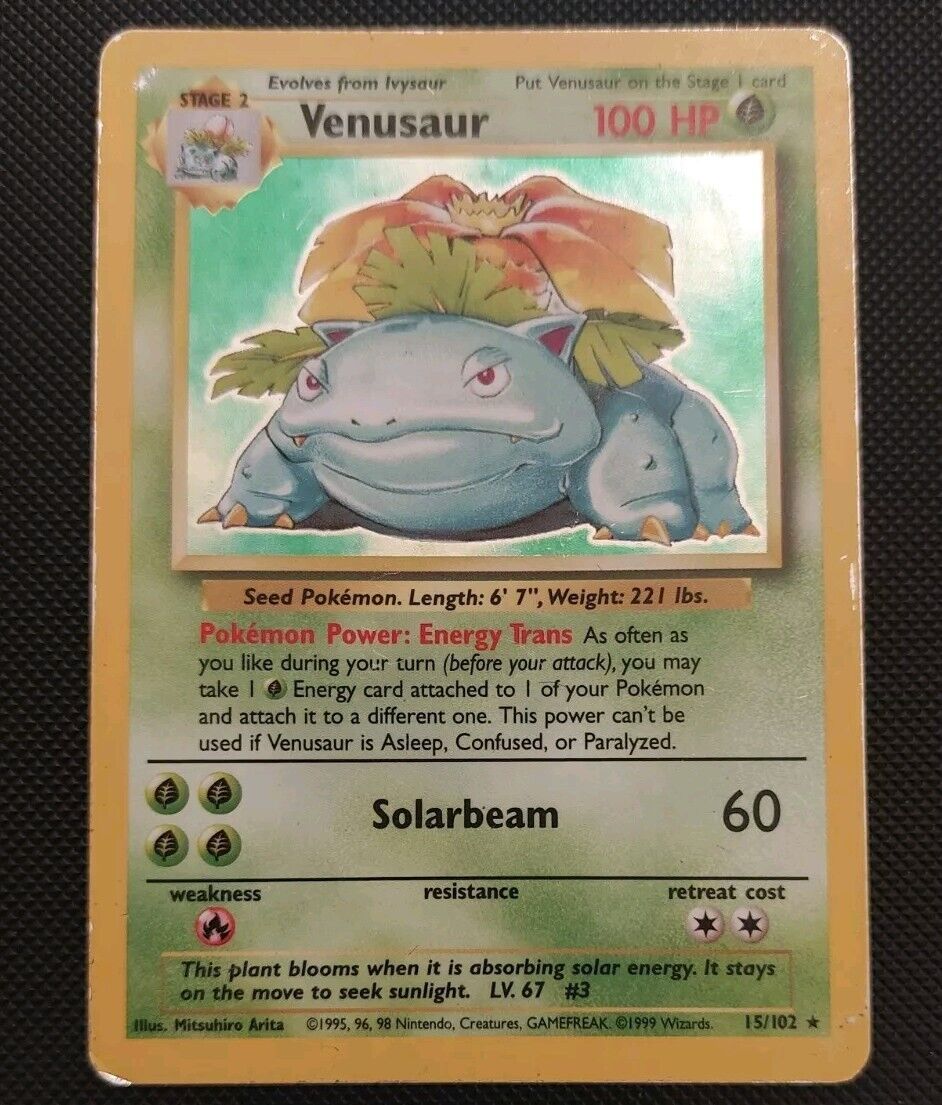 Pokémon 1999 Venusaur Holo 15/102 Base Set Card WOTC Played