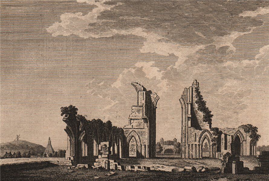 GLASTONBURY ABBEY, Somersetshire. Plate 1. GROSE 1776 old antique print