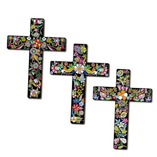 3 Pcs Floral Cross Wall Decor Mexican Wall Art Spanish Style Crucifix Wall 