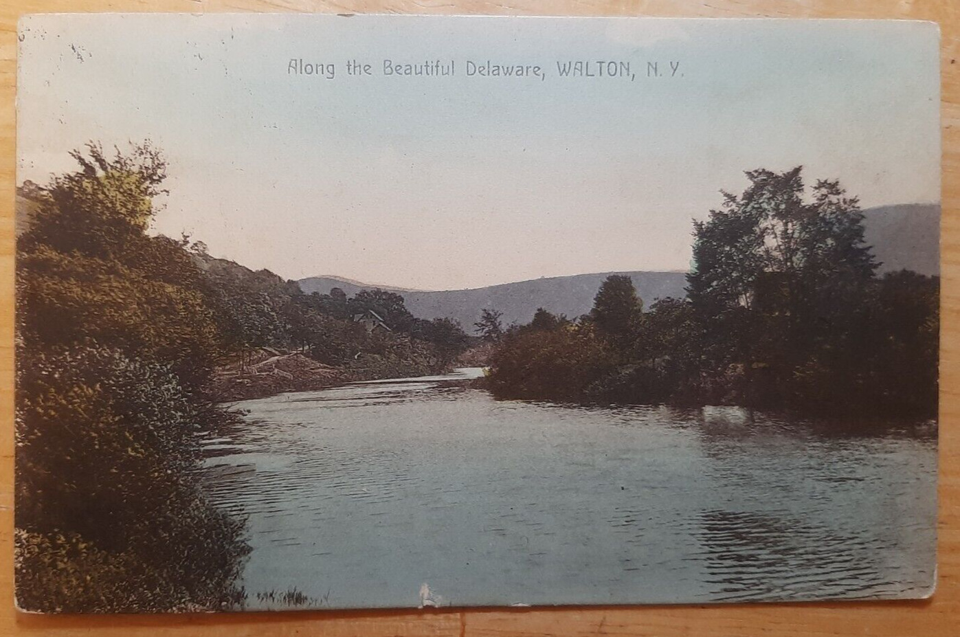 1912 Postcard Walton New York Scene Along Delaware River Greetings Posted