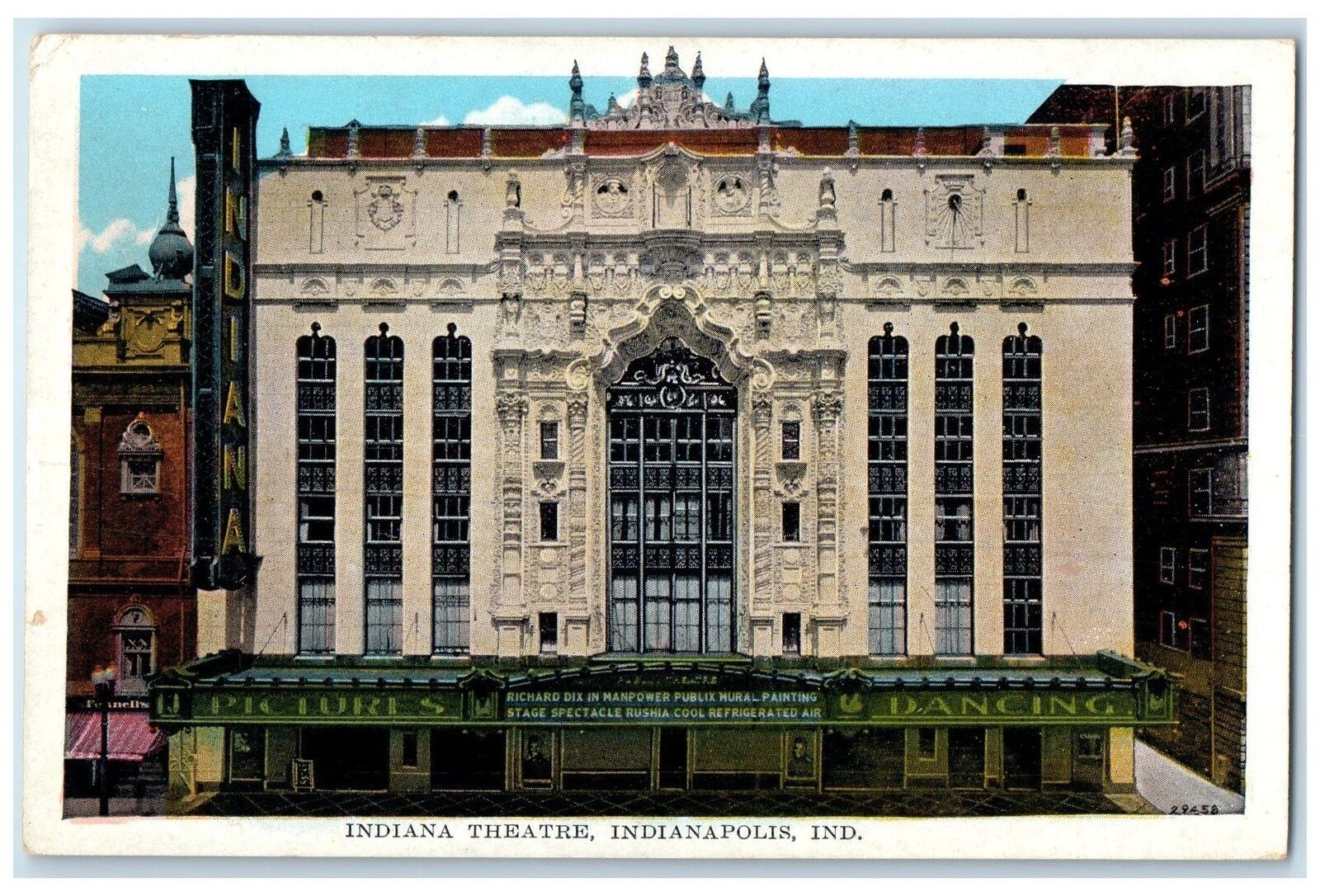 c1920\'s Indiana Theater Building Entrance View Indianapolis Indiana IN Postcard