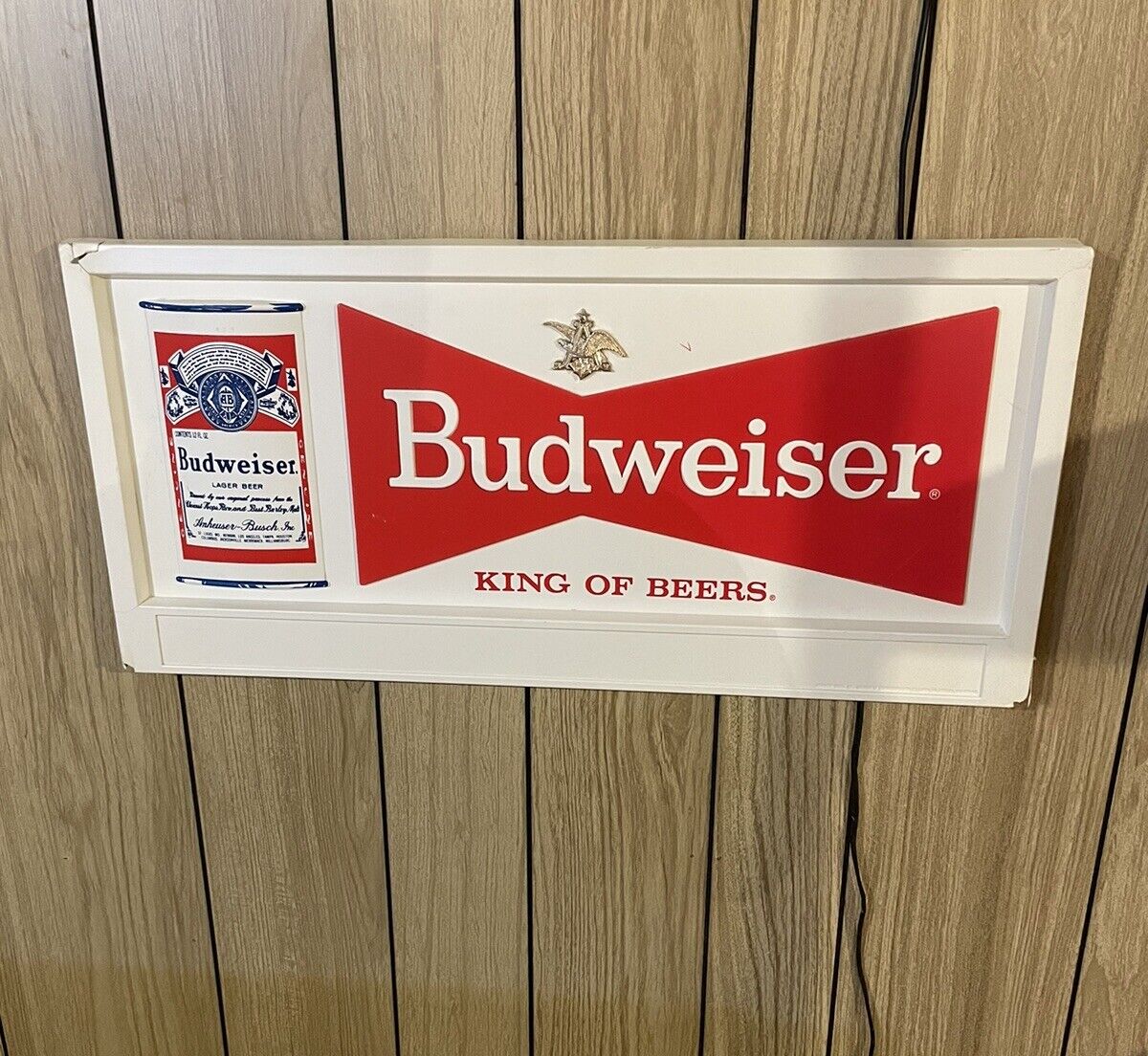 Vintage 1968 Budweiser Beer Embossed Plastic Wall Sign