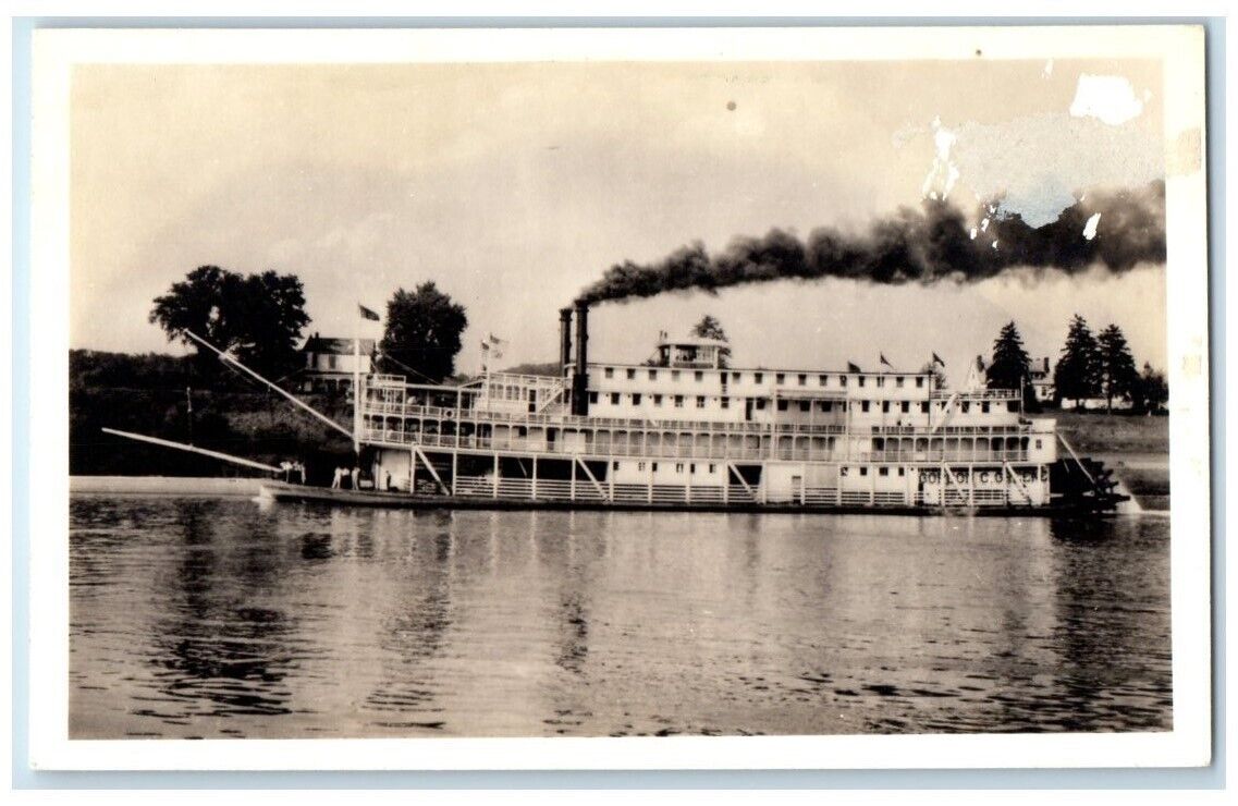 c1940\'s Gordon C. Green Paddle Boat Steamer Ship View RPPC Photo Postcard