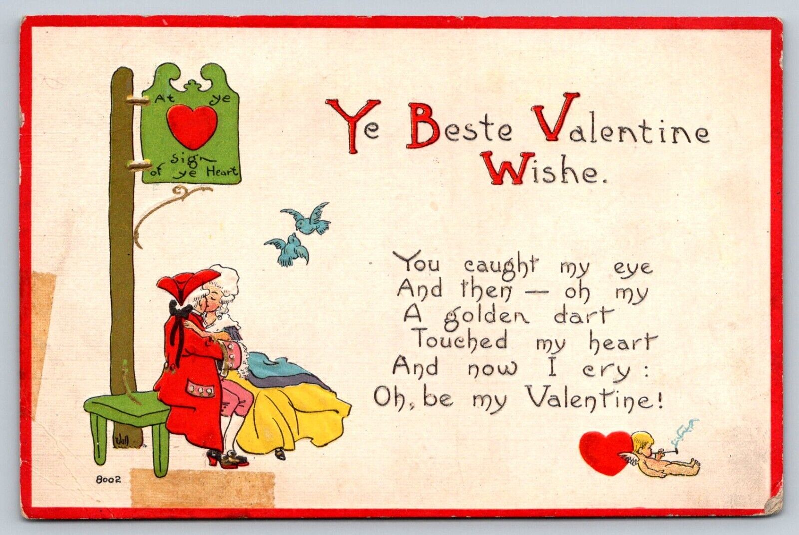 1910s VALENTINE\'S DAY Postcard Ye Beste Valentine Wishe Bergman