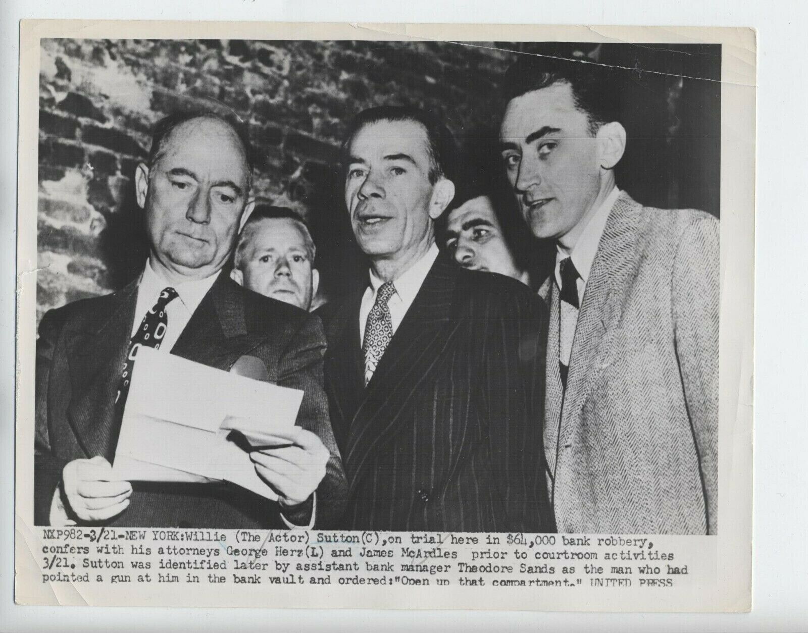 BANK ROBBER JAIL 1952 WILLIE SUTTON VINTAGE ORIGINAL PHOTO