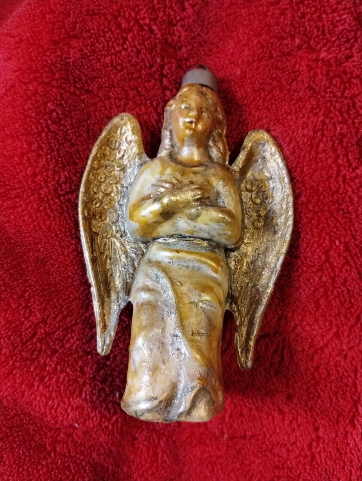 Vintage Possibly Antique Bronze Colored Angel Ornament