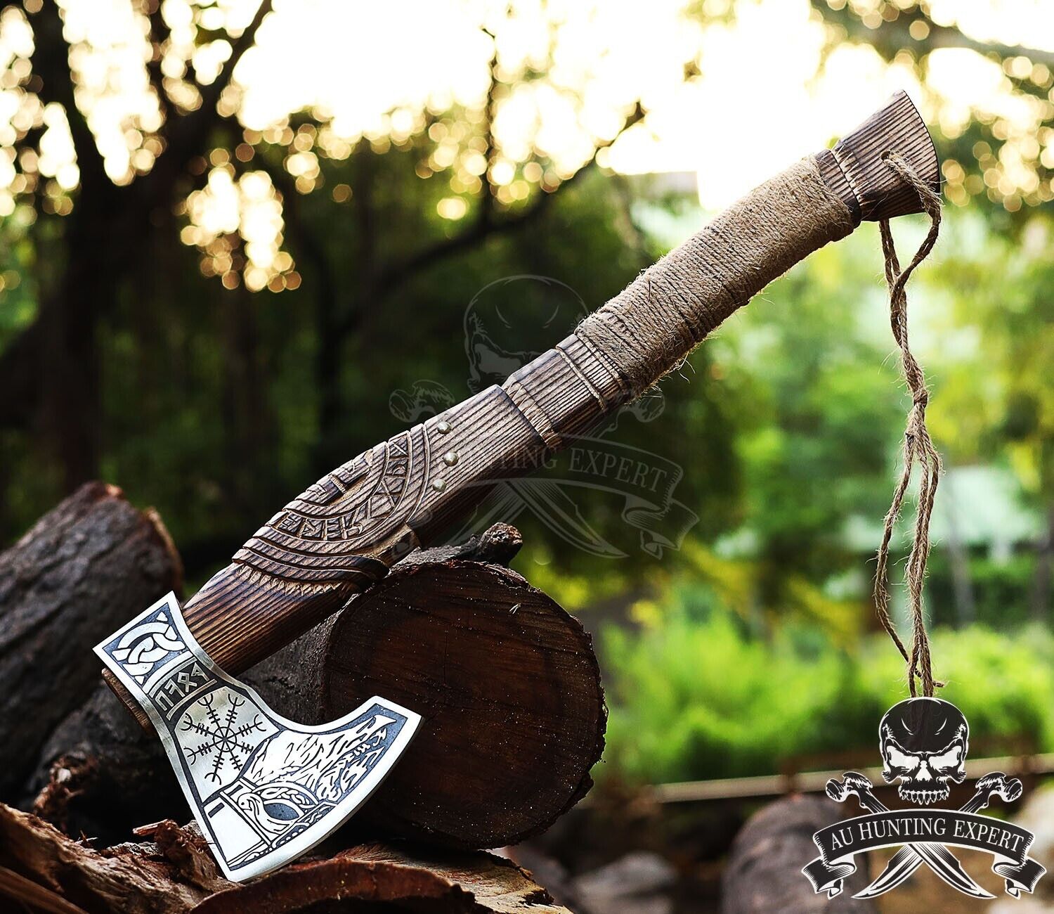Beautiful Hand Forged Carbon Steel Viking Axe Outdoor Camping Axe Gift For Him