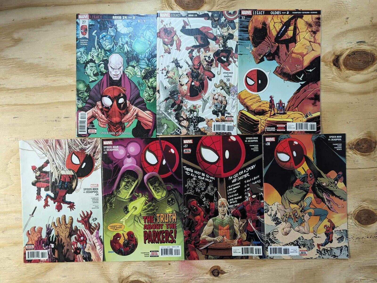 Spider-Man/Deadpool Comic Lot 27, 30, 32, 34, 35, 37, 38. 7 comics. Marvel