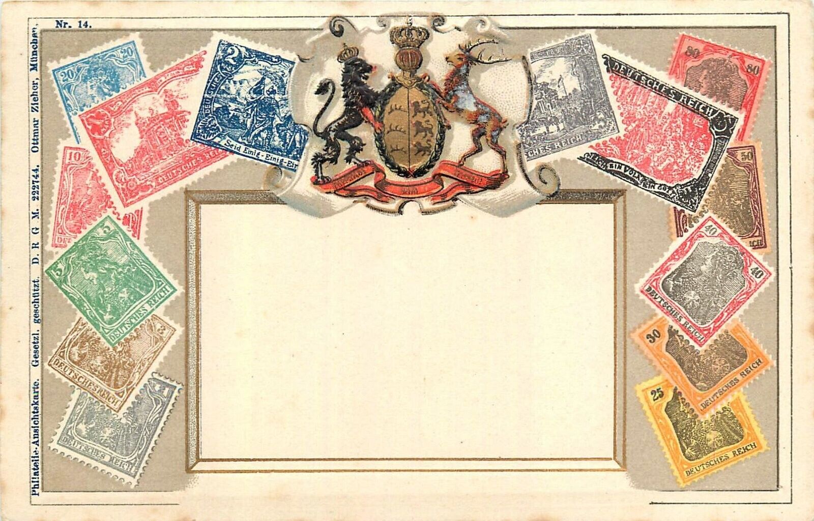 Postcard C-1905 Germany stamps Philatelic Crest TP24-4113