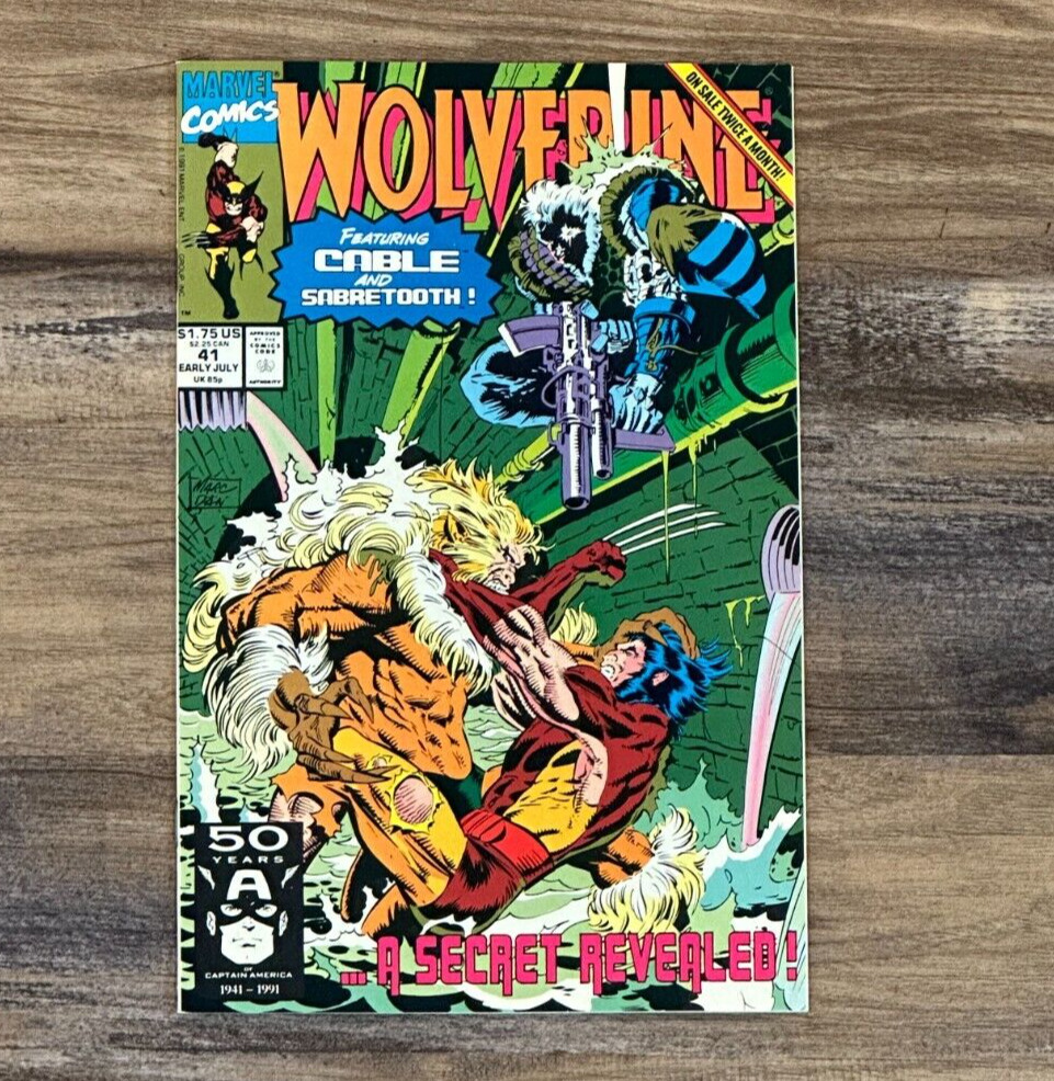 Wolverine #41 2nd Print Gold Variant Marvel 1991 Cable and Sabretooth Appear