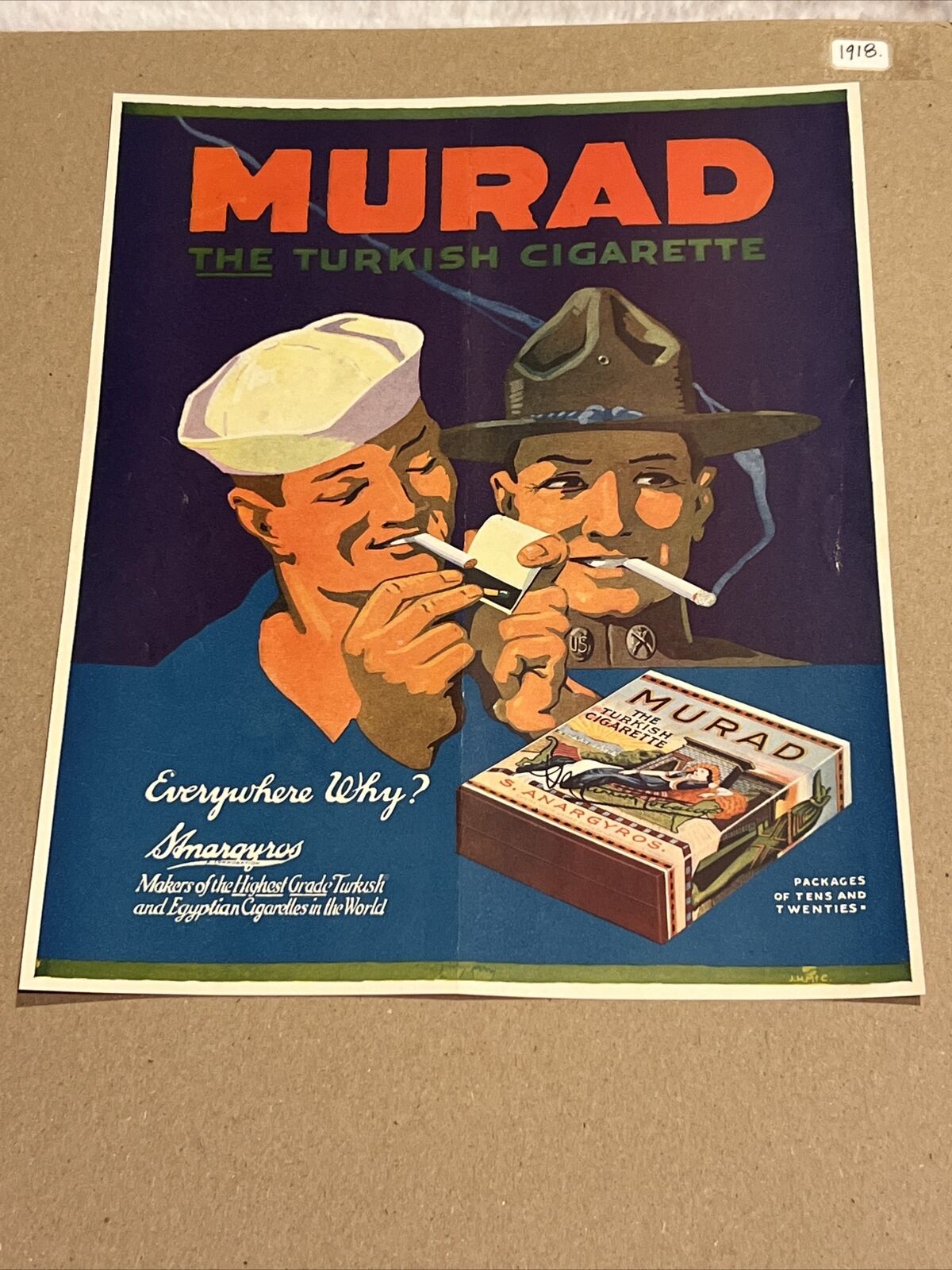 vintage Murad The Turkish Cigarette 1918 advertisement FD69