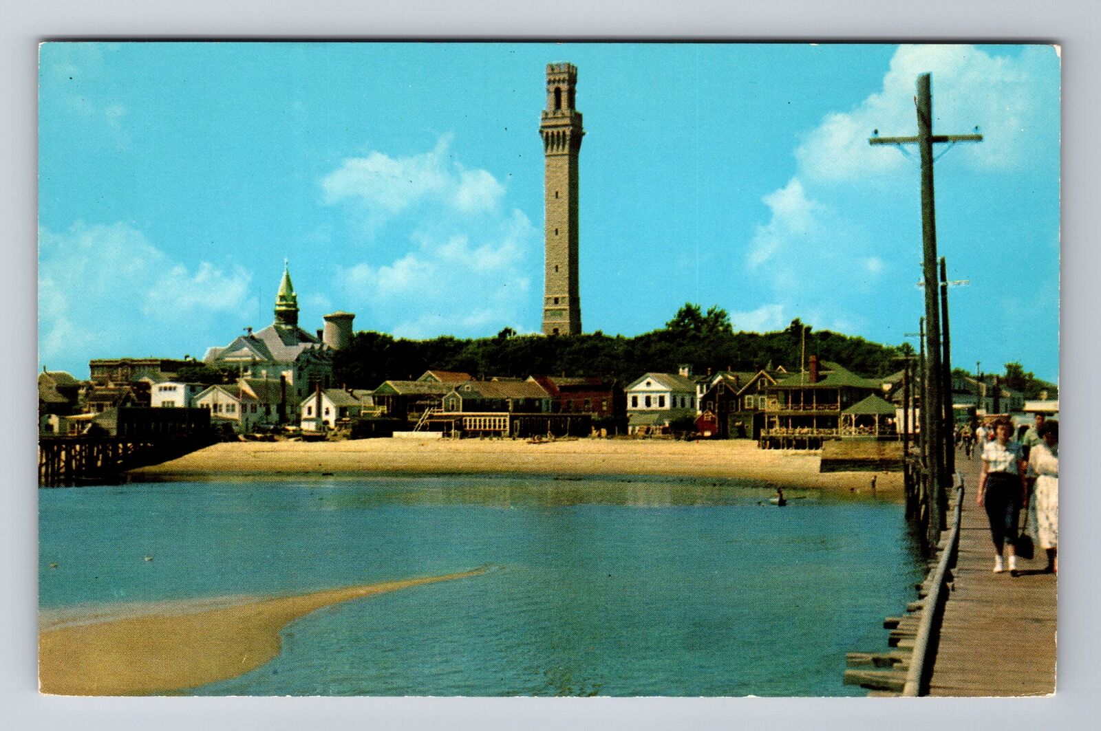 Cape Cod MA-Massachusetts, Waterfront, Pilgrim Memorial, Vintage Postcard