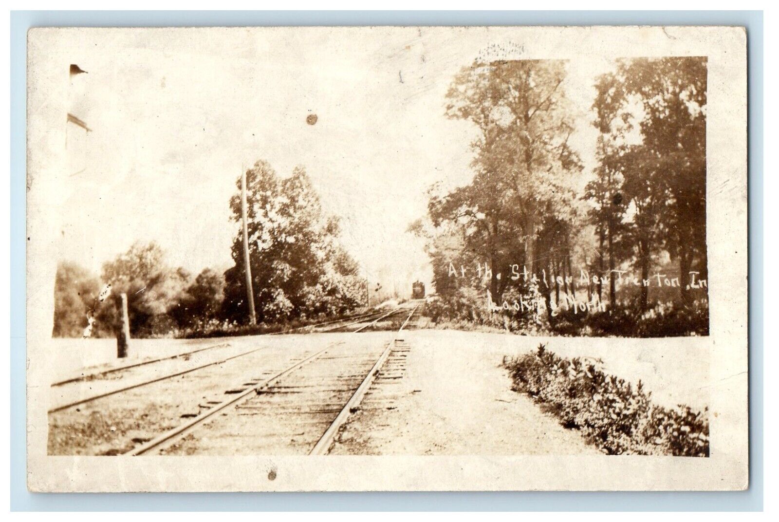 c1910's New Trenton Station Looking North Locomotive IN RPPC Photo Postcard