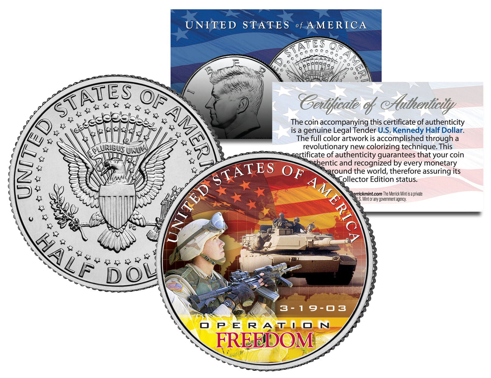 IRAQ WAR OPERATION FREEDOM *March 19, 2003* JFK Half Dollar U.S. Coin Military