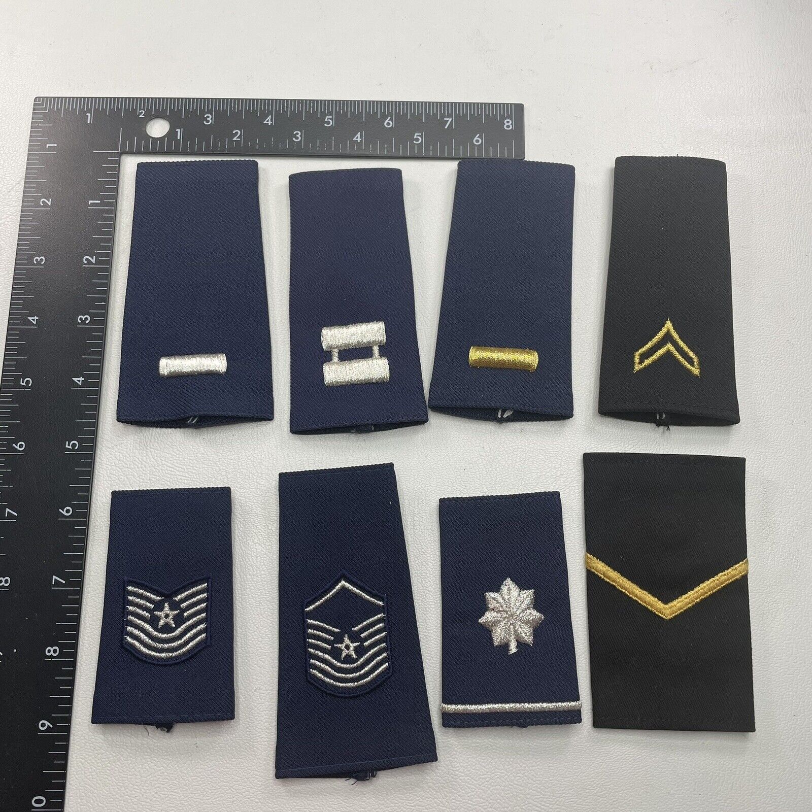 8 Piece Different Air Force (?Army) Shoulder Board Patch-ish Lot Epaulets 08TS