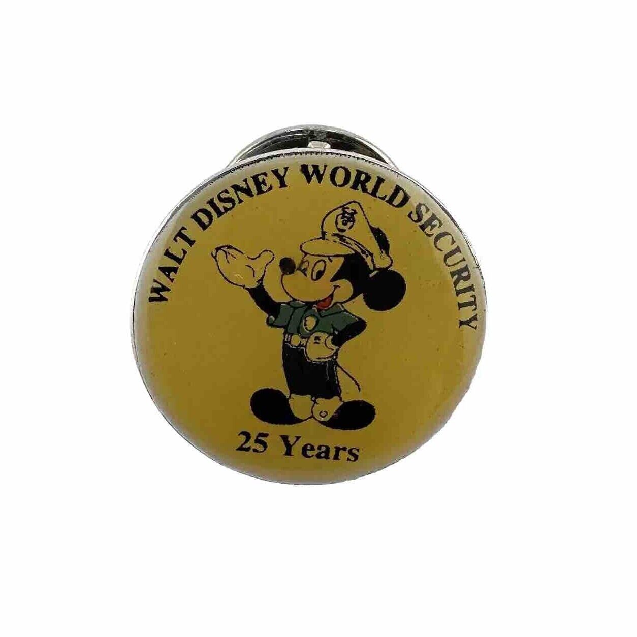 Vintage Silver Tone Walt Disney World 25 Years Security Service Pin