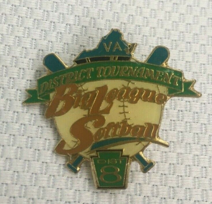 Vintage Virginia District 8 Tournament Lapel Hat Pin Big League Softball Enamel