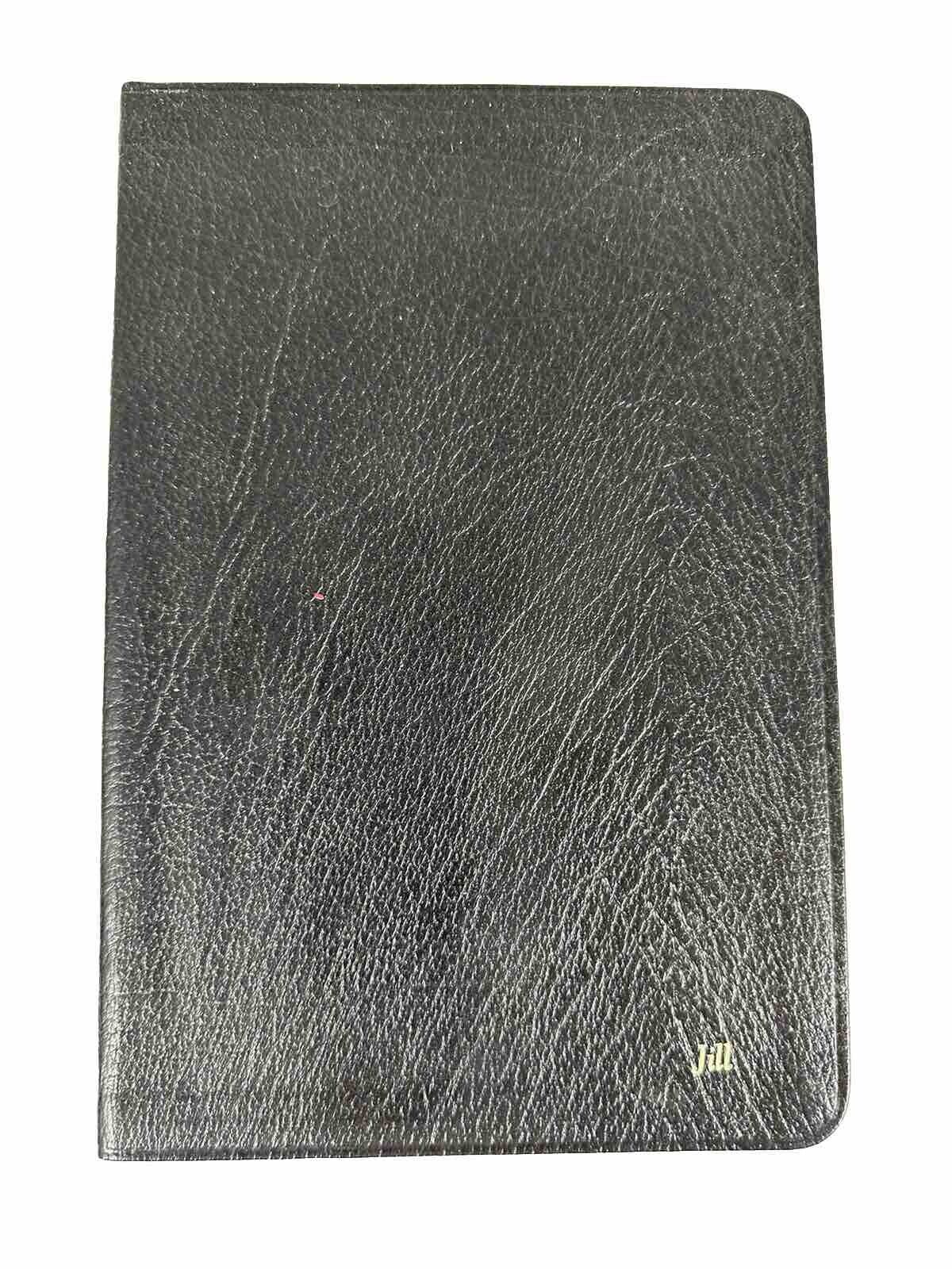 Vtg 73 New American Standard Bible Bonded Leather Black Holman Monogrammed Jill
