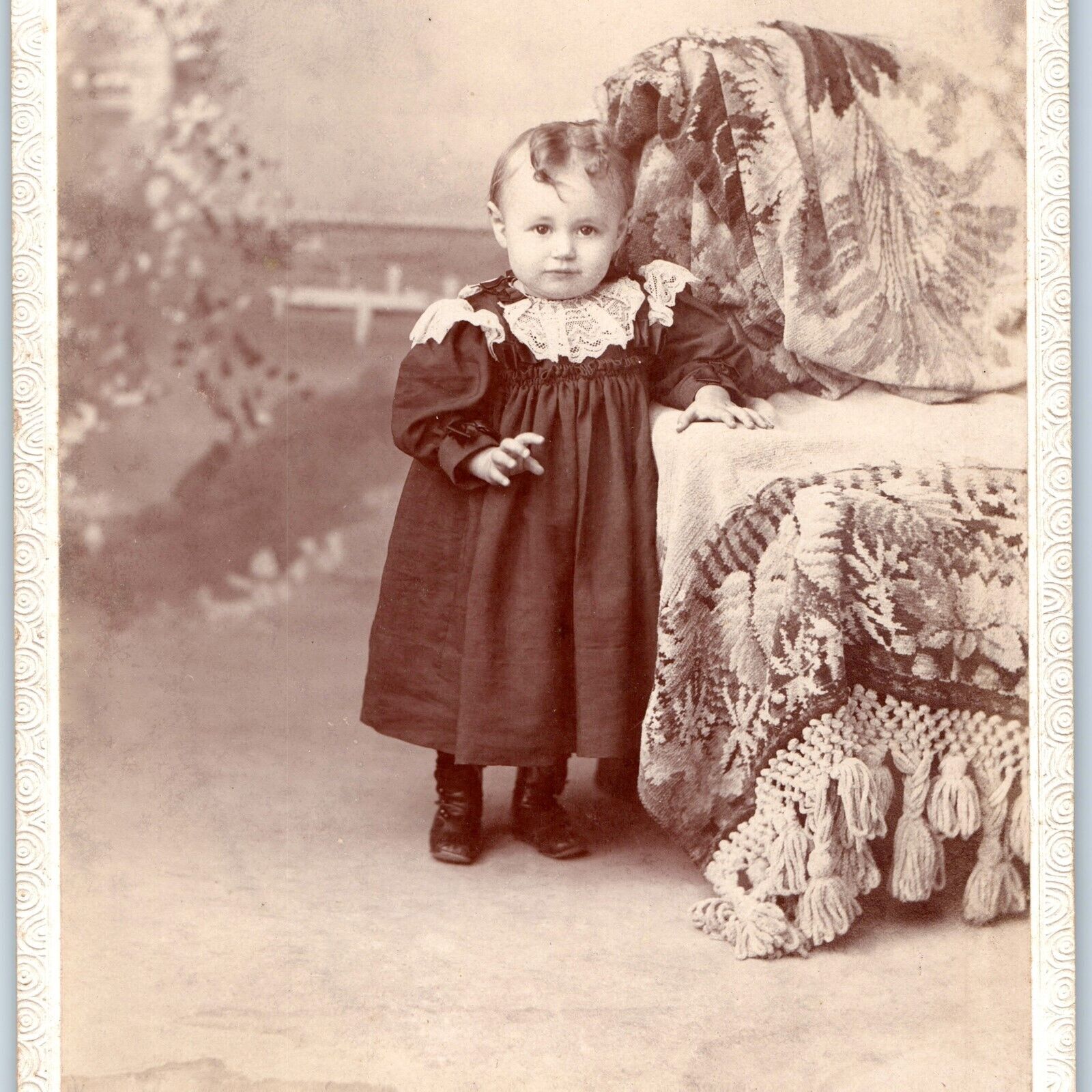 c1880s Allentown, PA Adorable Little Girl Funny Baby Hair Cabinet Card Photo B14