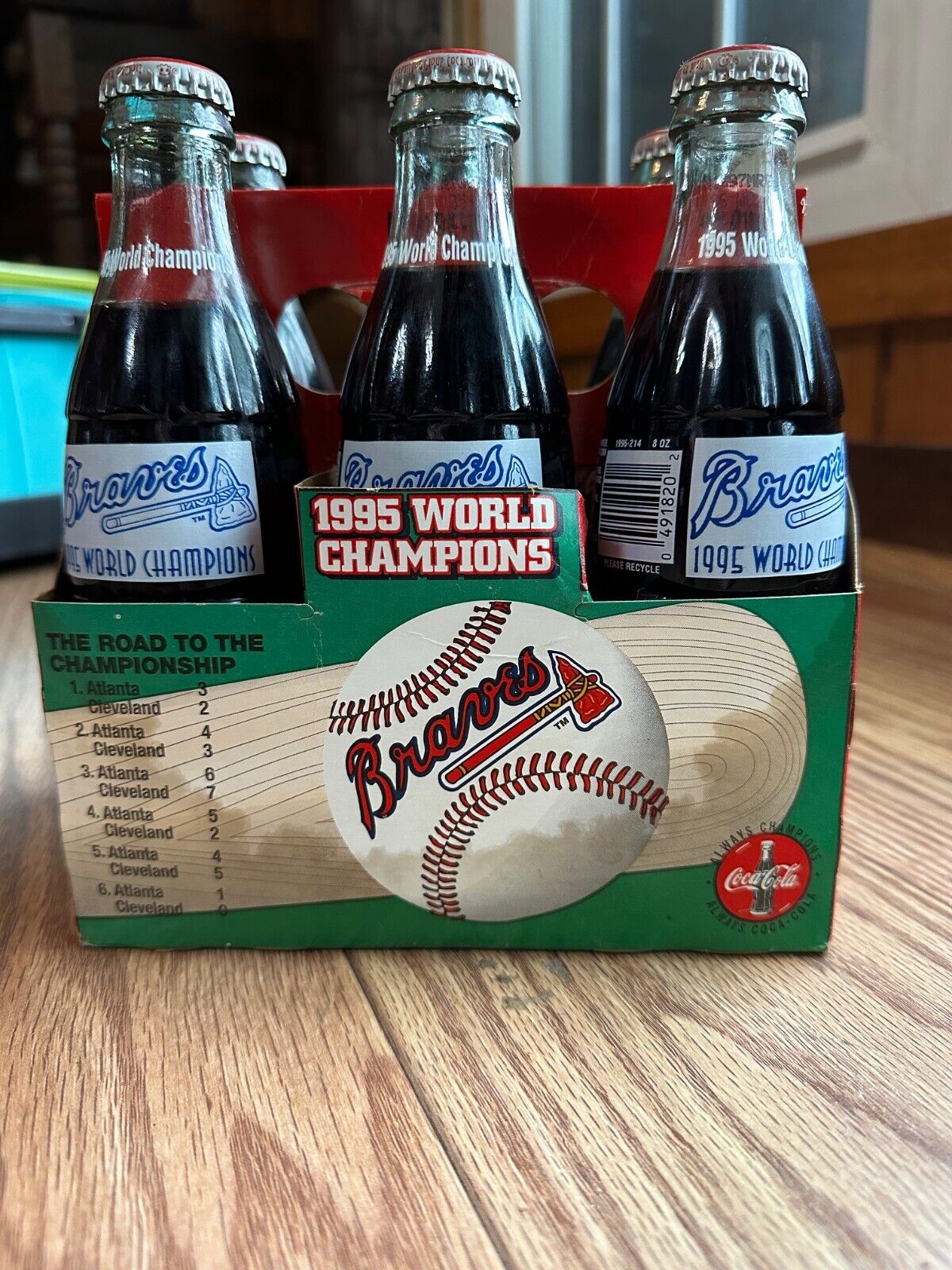1995 Atlanta Braves World Series Champions Coca-Cola Classic Coke Bottle x 6 set