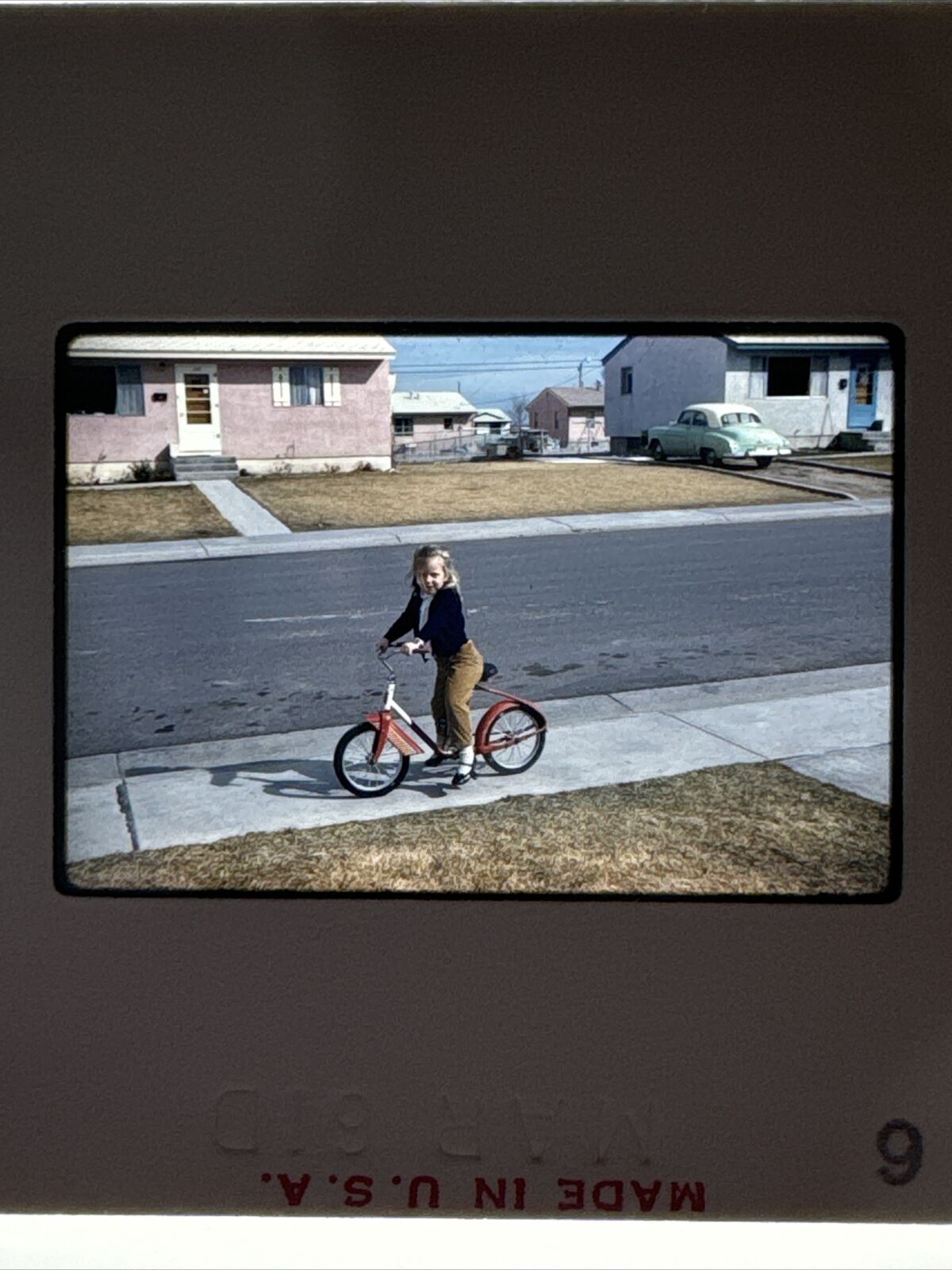 1961 Girl on Bike Bicycle 35mm Slide Vintage Kodachrome Colorado