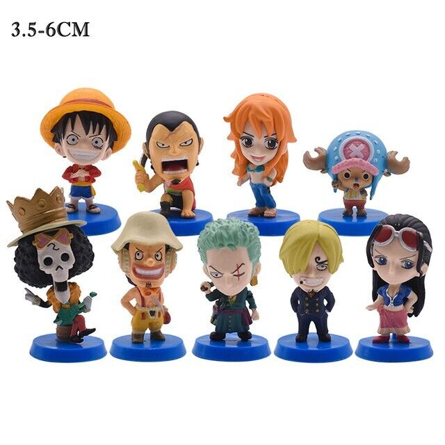 9pcs/set One Piece Figures PVC Action Model Dolls Figure Luffy Kyros Brook Nami